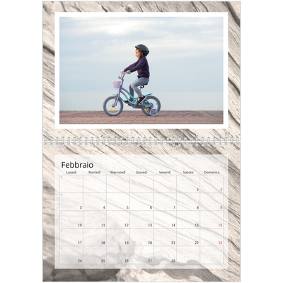 Calendario A4 Doppio — Corteccia d'albero [Febbraio]