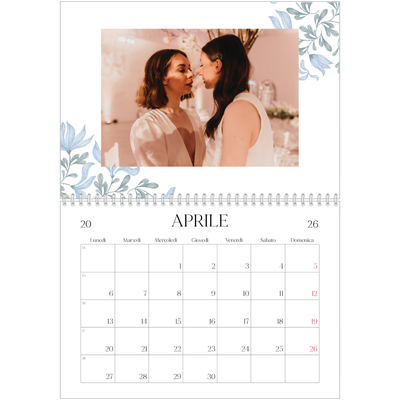 Calendario A4 Doppio — Floreale elegante [Aprile]