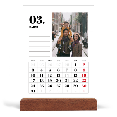 Calendario con supporto in legno verticale  — Serif e momenti [Marzo]