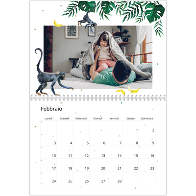 Calendario A4 Doppio — Animali ad acquerello [Febbraio]