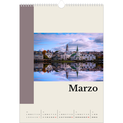 Calendario A3 verticale — Vedute del mondo [Marzo]