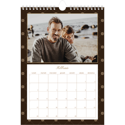 Calendario personalizzato A4 — Monocromatico vintage [Febbraio]