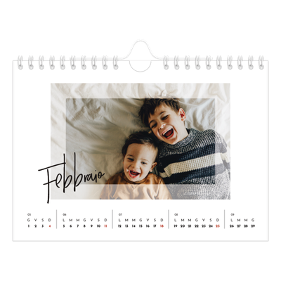 Calendario fotografico A5 — Cornice trasparente [Febbraio]