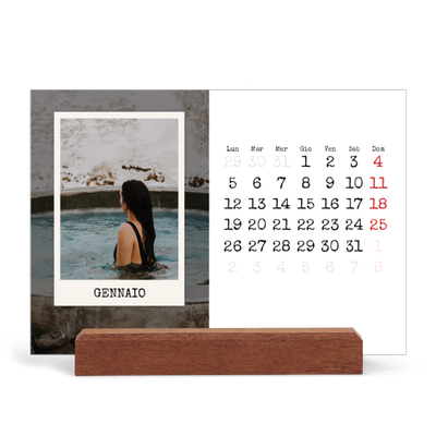 Calendario con supporto in legno orizzontale  — La selezione ritratti [Gennaio]