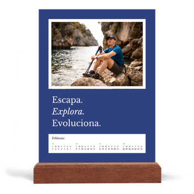 Calendario con supporto in legno verticale  — Terra editoriale [Febbraio]