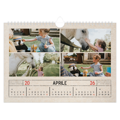 Calendario fotografico A4 — Effetto timbro artigianale [Aprile]