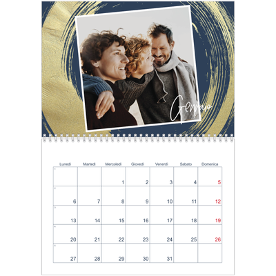 Calendario A4 Doppio — Sfondi spazzolati d'oro [Gennaio]