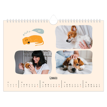 Calendario Fotografico A4 Orizzontale — Zampette di cane e scarabocchi
