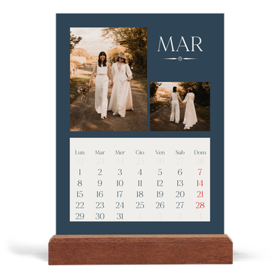 Calendario con supporto in legno verticale  — Ardesia e grazie [Marzo]