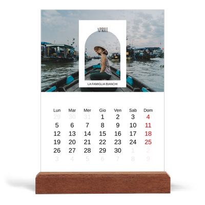 Calendario con supporto in legno verticale  — L'arco aperto [Aprile]