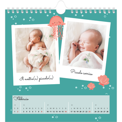 Calendari quadrati — Animali carini [Febbraio]