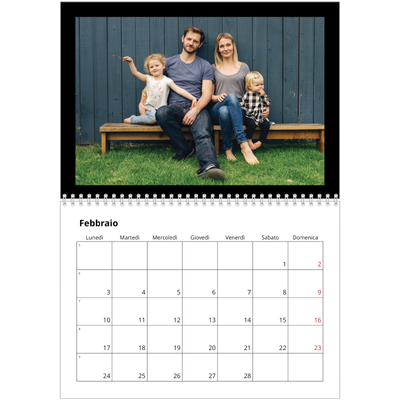 Calendario A4 Doppio — Margine nero [Febbraio]