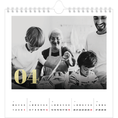 Calendari quadrati — Grandi numeri luccicanti [Aprile]