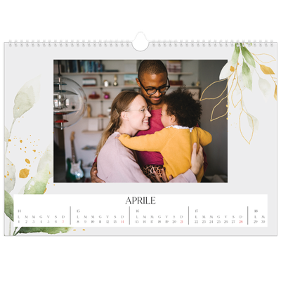 Calendario A3 orizzontale  — Spruzzo floreale [Aprile]