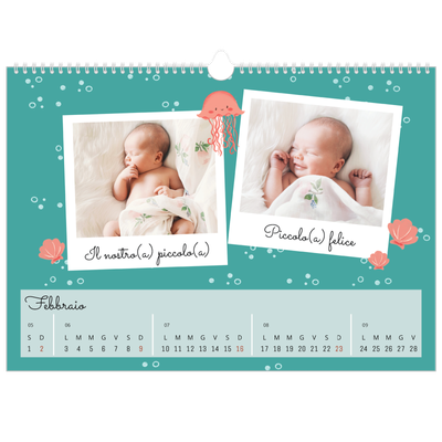 Calendario A3 orizzontale  — Animali carini [Febbraio]