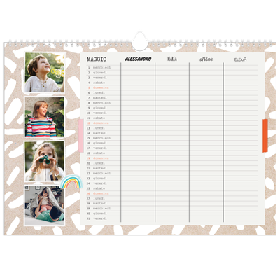 Calendario fotografico A3 — Calendario rustico - Famiglia di 4 [copertina]