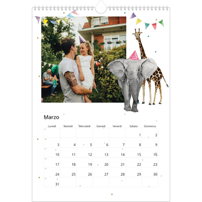 Calendario A3 verticale — Animali ad acquerello [Marzo]