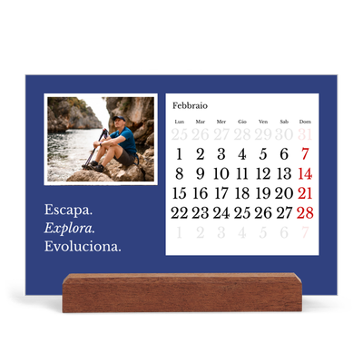 Calendario con supporto in legno orizzontale  — Terra editoriale [Febbraio]