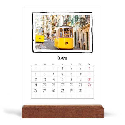 Calendario con supporto in legno verticale  — Istantanee da album [Gennaio]