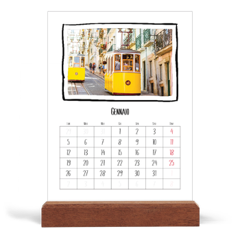 Calendario con supporto in legno verticale — Istantanee da album