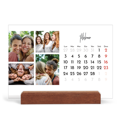 Calendario con supporto in legno orizzontale  — Disposizioni fotografiche [Febbraio]