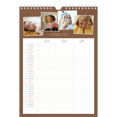 Calendario famiglia A4 verticale — Calendario terra a terra - Famiglia di 3 [Febbraio]