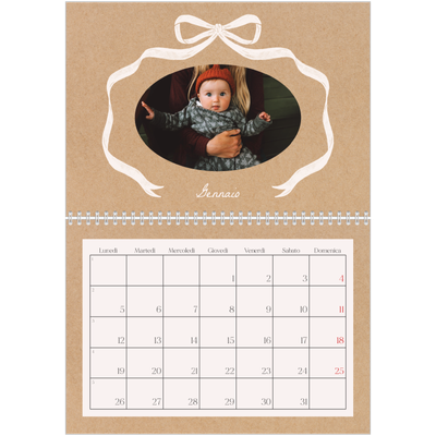 Calendario A4 Doppio — Kraft e fiocco [Gennaio]