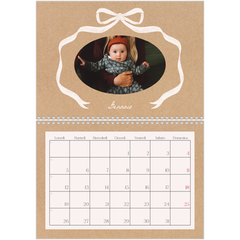 Calendario A4 Doppio — Kraft e fiocco