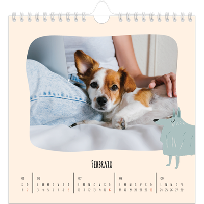 Calendari quadrati — Zampette di cane e scarabocchi [Febbraio]