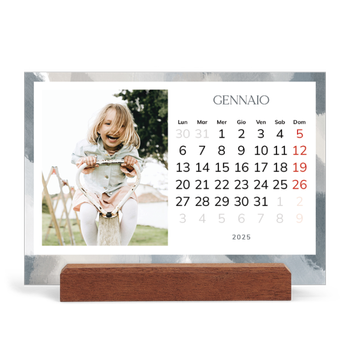 Calendario con supporto in legno orizzontale — Effetto pennello