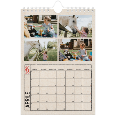 Calendario fotografico A5 — Effetto timbro artigianale [Aprile]