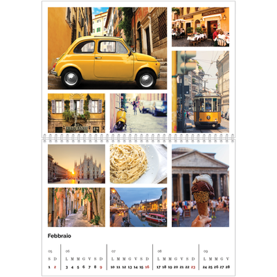 Calendario A4 Doppio — Griglia fotografica [Febbraio]