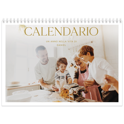 Calendario A4 Doppio — Testo in grande d'oro [copertina]