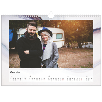 Calendario Fotografico A3 Orizzontale — Carta marmorizzata