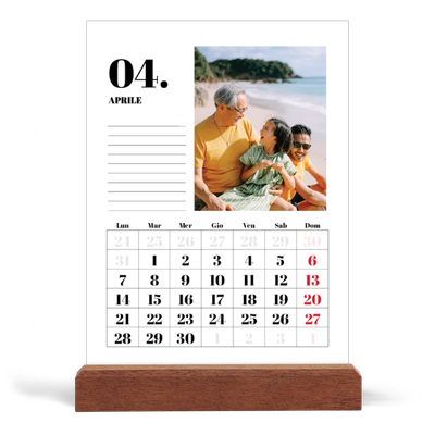 Calendario con supporto in legno verticale  — Serif e momenti [Aprile]