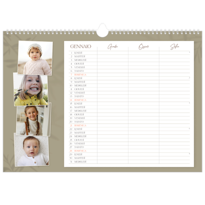 Calendario fotografico A3 — Calendario terra a terra - Famiglia di 3 [Gennaio]