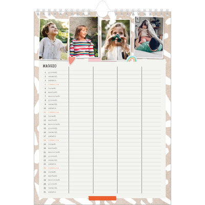 Calendario famiglia A4 verticale — Calendario rustico - Famiglia di 4 [copertina]