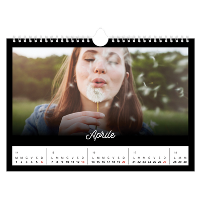 Calendario fotografico A4 — Minimale nero [Aprile]