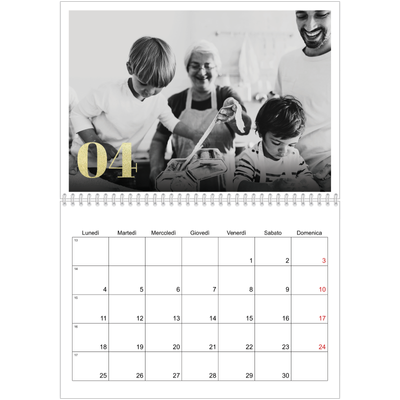 Calendario A4 Doppio — Grandi numeri luccicanti [Aprile]
