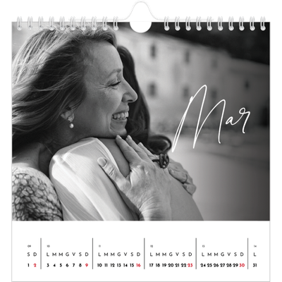 Calendari quadrati — Scrittura elegante [Marzo]