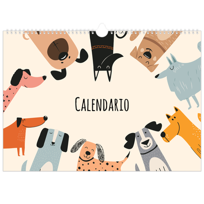 Calendario A3 orizzontale  — Zampette di cane e scarabocchi [copertina]