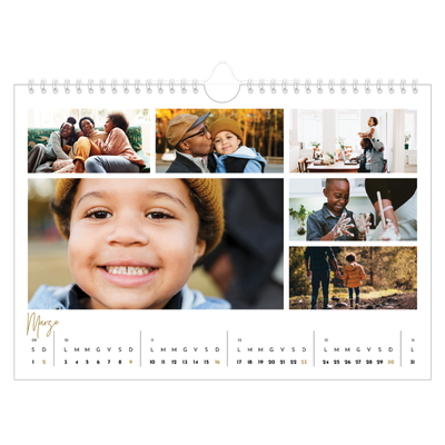 Calendario fotografico A4 — Testo scarabocchiato [Marzo]