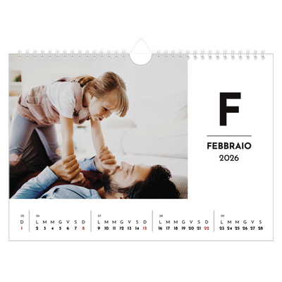 Calendario fotografico A4 — Riflettore lettera [Febbraio]