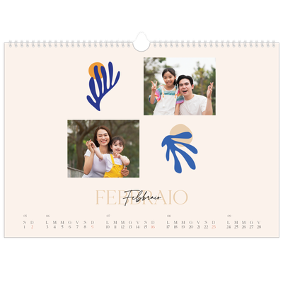 Calendario A3 orizzontale  — Corallo [Febbraio]