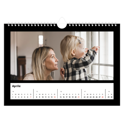 Calendario fotografico A4 — Margine nero [Aprile]