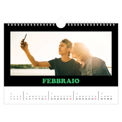 Calendario fotografico A4 — Tipo divertente [Febbraio]