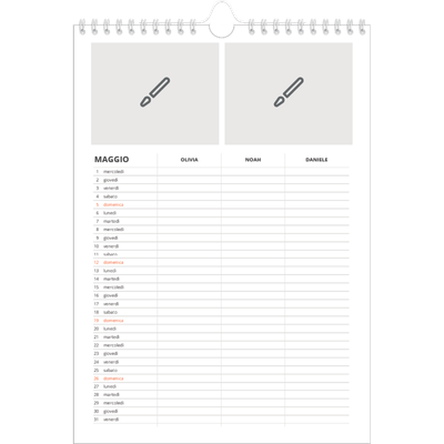 Calendario famiglia A4 verticale — Disegna il tuo prodotto - Famiglia di 3 [copertina]