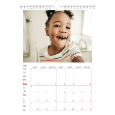 Calendario personalizzato A4 — Evidenziazioni rosse [copertina]