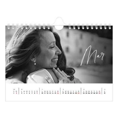 Calendario fotografico A5 — Scrittura elegante [Marzo]