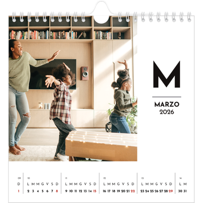 Calendari quadrati — Riflettore lettera [Marzo]